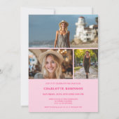  Modern Script neon pink graduate photo graduation Einladung (Rückseite)