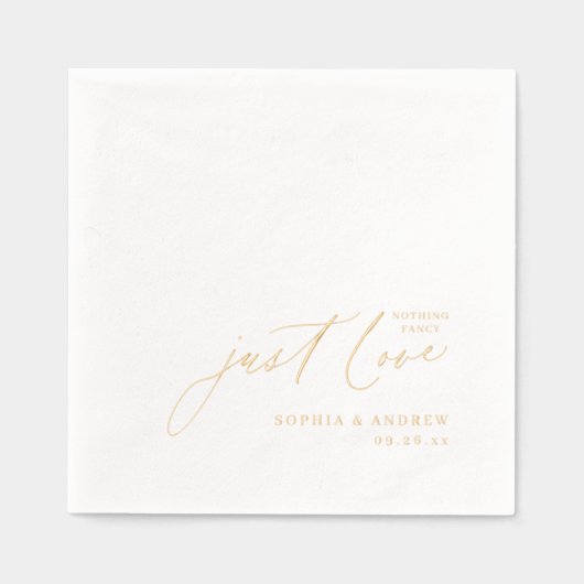 Modern Script Nothing Fancy Just Love Wedding Servietten Mit Folie (Vorderseite)