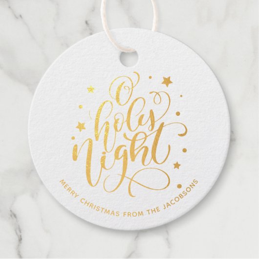 Modern Script O Heilige Nacht Weihnachten Geschenkanhänger (Vorderseite)