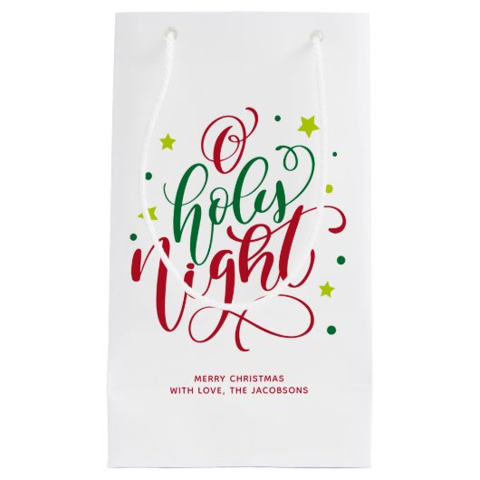 Modern Script O Heilige Nacht Weihnachten Kleine Geschenktüte (Vorderseite)