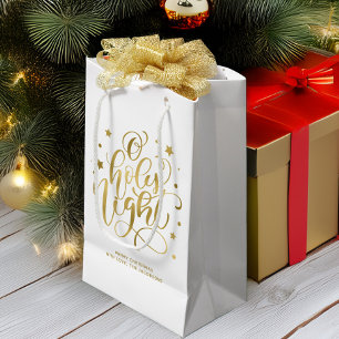 Modern Script O Heilige Nacht Weihnachten Kleine Geschenktüte