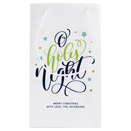 Modern Script O Heilige Nacht Weihnachten Kleine Geschenktüte (Rückseite)