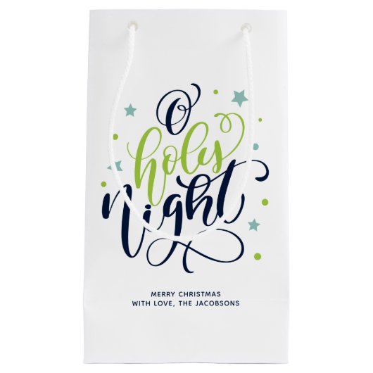Modern Script O Heilige Nacht Weihnachten Kleine Geschenktüte (Vorderseite)