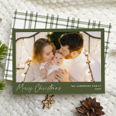 Modern Script Olive Green Frohe Weihnachten Foto