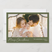 Modern Script Olive Green Frohe Weihnachten Foto (Vorderseite)