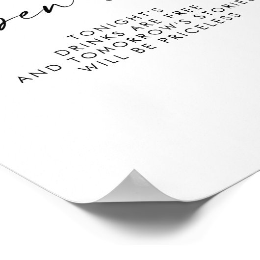 Modern Script Open Bar Sign Poster (Ecke)