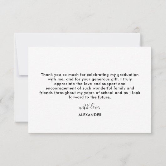 Modern Script Overlay 3 Photo Graduation Dankeskarte (Rückseite)