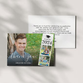 Modern Script Overlay 3 Photo Graduation Dankeskarte