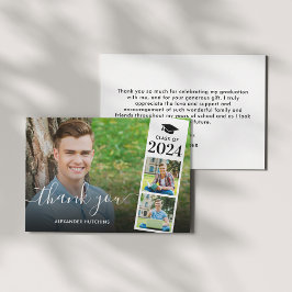 Modern Script Overlay 3 Photo Graduation Dankeskarte