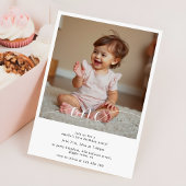 Modern Script Overlay Baby's First Birthday Photo Einladung