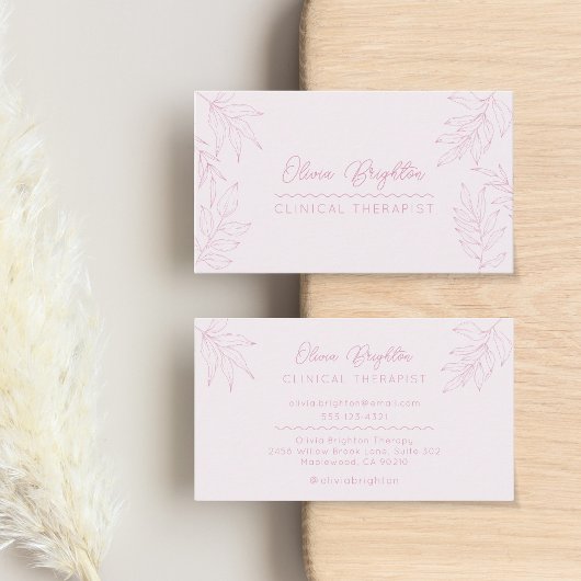 Modern Script Pale Blush Pink Therapist Visitenkarte