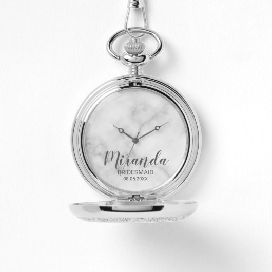 Modern Script Personalisiert Bridesmaid Armbanduhr (Vorderseite)