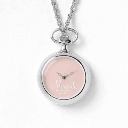 Modern Script Personalisiert Bridesmaid Armbanduhr (Vorderseite)