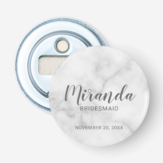 Modern Script Personalisiert Bridesmaid Flaschenöffner (Vorderseite)