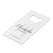Modern Script Personalisiert Bridesmaid Geldbeutel Flaschenöffner (Vorderseite Schrägansicht)