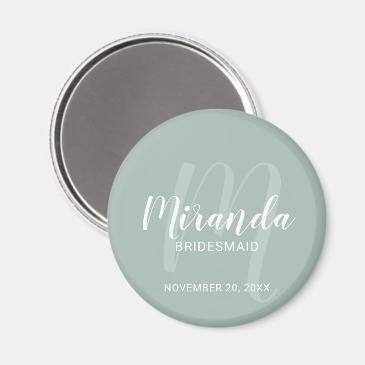 Modern Script Personalisiert Bridesmaid Magnet (Vorderseite/Rückseite)