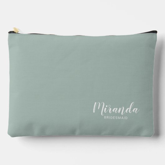 Modern Script Personalisiert Bridesmaid Name Zubehörtasche (Vorderseite)