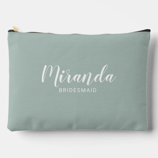 Modern Script Personalisiert Bridesmaid Name Zubehörtasche (Vorderseite)