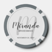 Modern Script Personalisiert Bridesmaid Pokerchips (Rückseite)