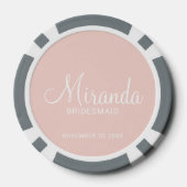 Modern Script Personalisiert Bridesmaid Pokerchips (Rückseite)