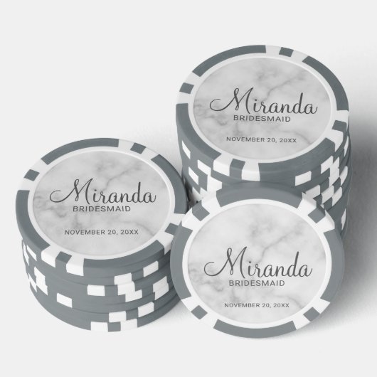 Modern Script Personalisiert Bridesmaid Pokerchips (Stapel)