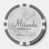 Modern Script Personalisiert Bridesmaid Pokerchips (Vorderseite)