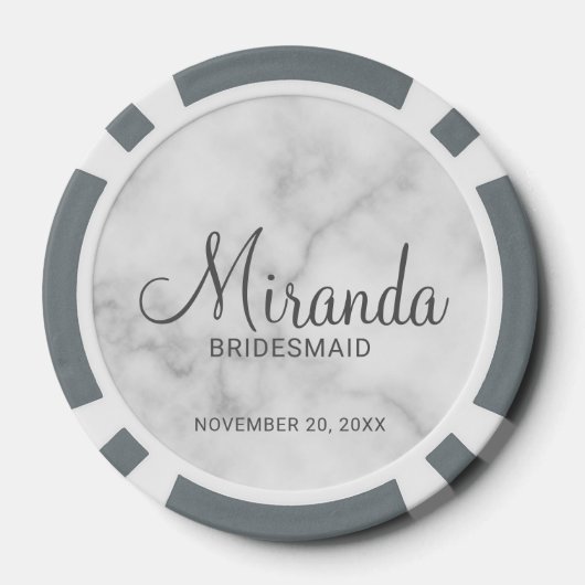 Modern Script Personalisiert Bridesmaid Pokerchips (Rückseite)