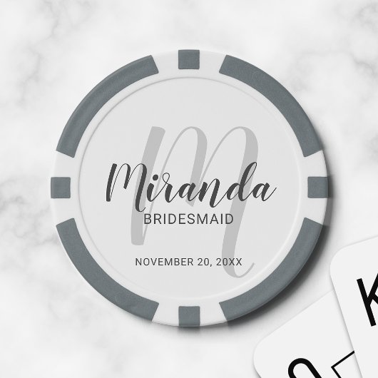 Modern Script Personalisiert Bridesmaid Pokerchips