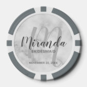 Modern Script Personalisiert Bridesmaid Pokerchips (Vorderseite)