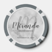Modern Script Personalisiert Bridesmaid Pokerchips (Rückseite)