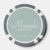 Modern Script Personalisiert Bridesmaid Pokerchips (Rückseite)