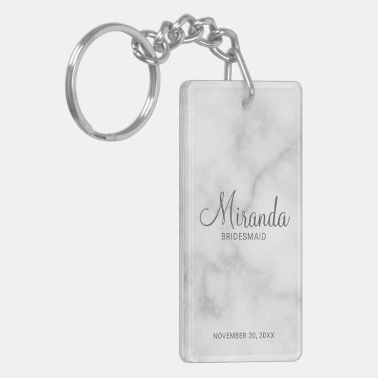 Modern Script Personalisiert Bridesmaid Schlüsselanhänger (Vorderseite links)