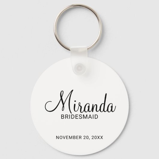 Modern Script Personalisiert Bridesmaid Schlüsselanhänger (Vorderseite)