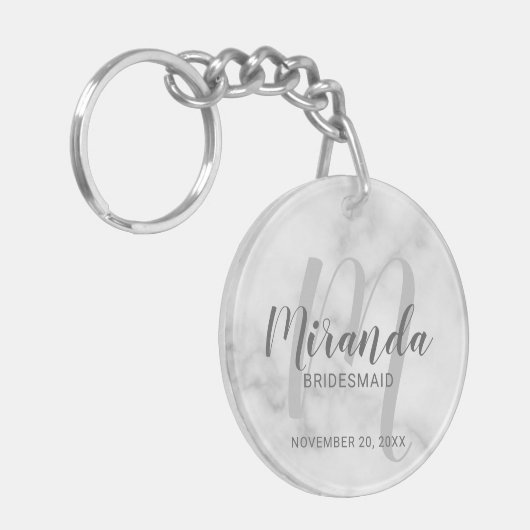 Modern Script Personalisiert Bridesmaid Schlüsselanhänger (Vorderseite links)