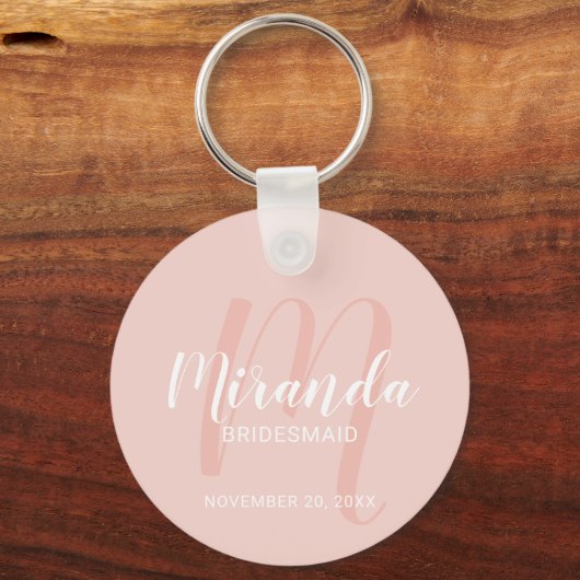 Modern Script Personalisiert Bridesmaid Schlüsselanhänger (Vorderseite)
