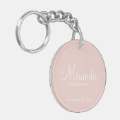 Modern Script Personalisiert Bridesmaid Schlüsselanhänger (Vorderseite links)