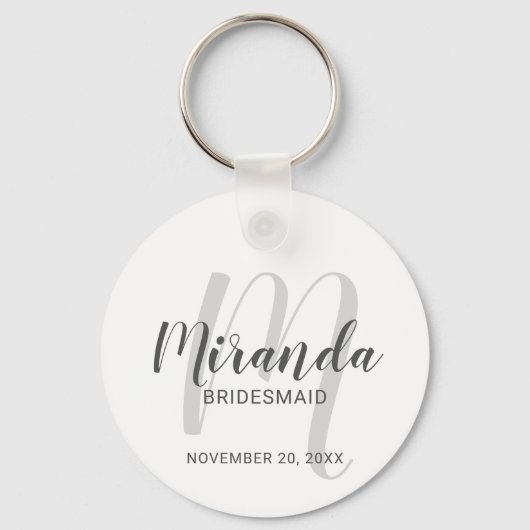 Modern Script Personalisiert Bridesmaid Schlüsselanhänger (Vorderseite)