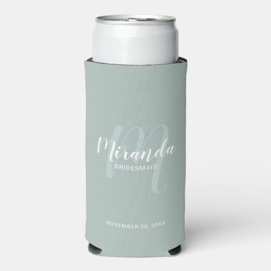 Modern Script Personalisiert Bridesmaid Selters Dosenkühler (Seltzer Vorderseite)