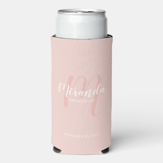 Modern Script Personalisiert Bridesmaid Selters Dosenkühler (Seltzer Vorderseite)
