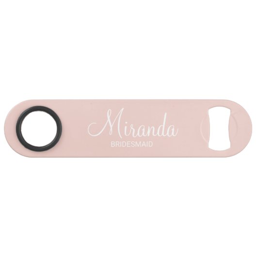 Modern Script Personalisiert Bridesmaid Speed Flaschenöffner (Vorderseite (Horizontal))