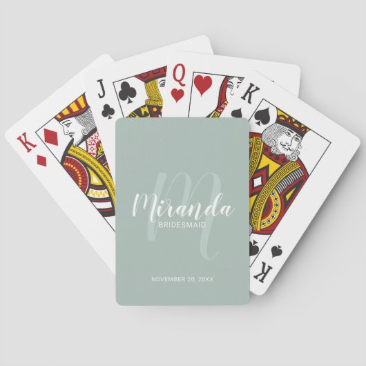 Modern Script Personalisiert Bridesmaid Spielkarten (Rückseite)