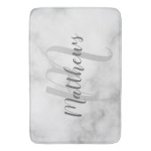Modern Script Personalisiert Monogram und Familien Badematte (Vorderseite Vertikal)