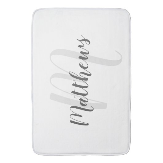 Modern Script Personalisiert Monogram und Familien Badematte (Vorderseite Vertikal)