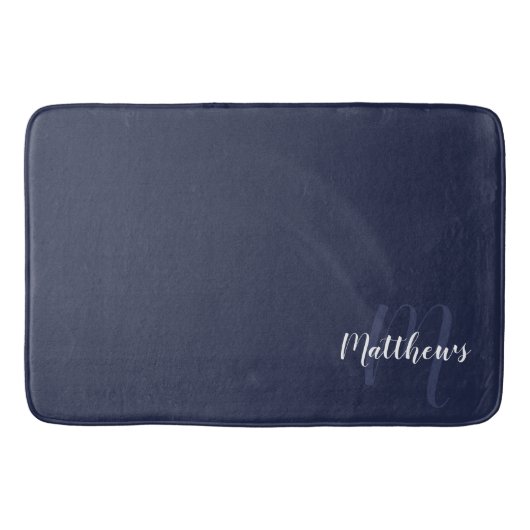 Modern Script Personalisiert Monogram und Familien Badematte (Vorderseite)