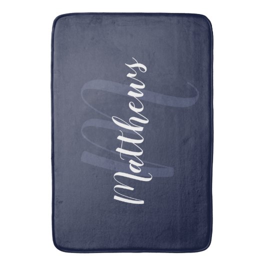 Modern Script Personalisiert Monogram und Familien Badematte (Vorderseite Vertikal)