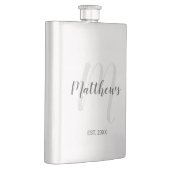 Modern Script Personalisiert Monogram und Familien Flachmann (Rechts)