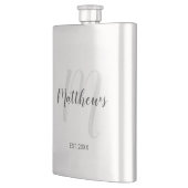 Modern Script Personalisiert Monogram und Familien Flachmann (Links)