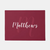 Modern Script Personalisiert Monogram und Familien Fußmatte (Vorderseite)