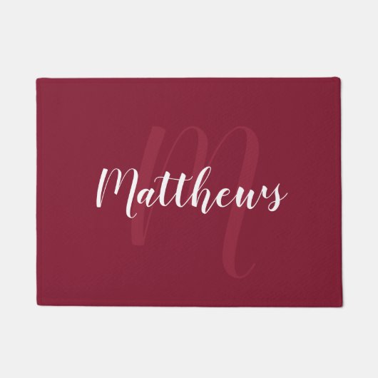 Modern Script Personalisiert Monogram und Familien Fußmatte (Vorderseite)