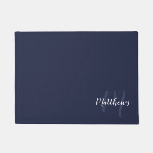 Modern Script Personalisiert Monogram und Familien Fußmatte (Vorderseite)